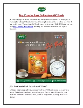 Buy Crunchy Rusk Online from GC Foods