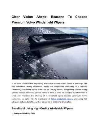 Elevate Your Driving Experience with Ottoblades Windshield Wipers for Volvo