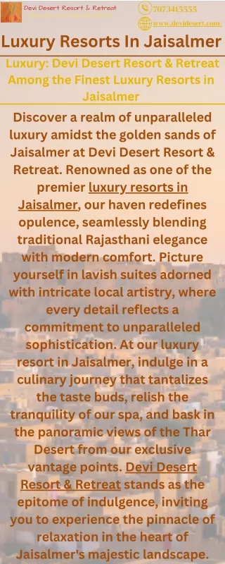 _Luxury Devi Desert Resort & Retreat Among the Finest Luxury Resorts in Jaisalmer