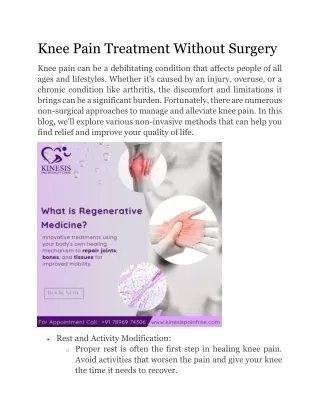 Knee Pain Treatment Without Surgery