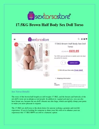 17.5KG Brown Half Body Sex Doll Torso - SexTorsoStore.com