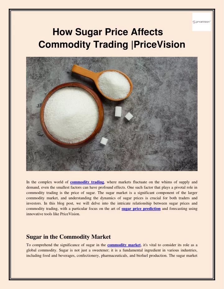 how sugar price affects commodity trading
