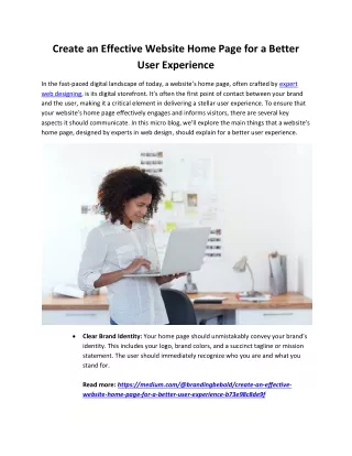 Create an Effective Website Home Page for a Better User Experience