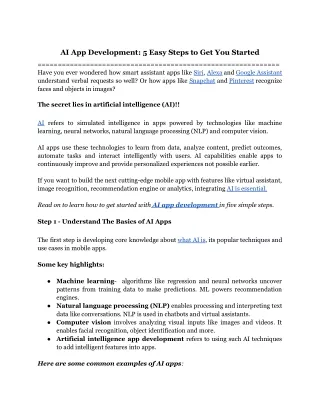 ai app development 5 easy steps to get you started