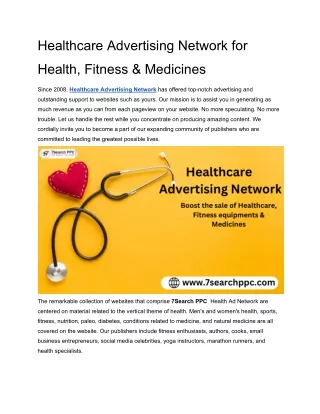 Healthcare Advertising Network for Health, Fitness & Medicines