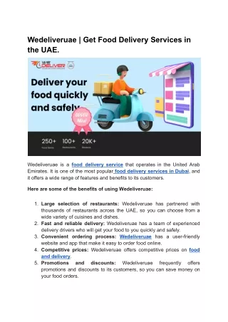 Wedeliveruae _ Get Food Delivery Services in UAE