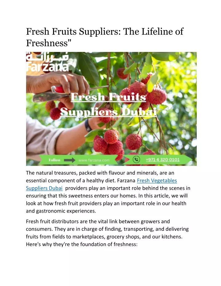 fresh fruits suppliers the lifeline of freshness