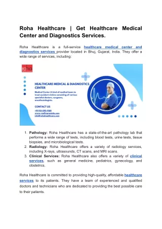 Roha Healthcare _ Get Healthcare Medical Center and Diagnostics Services