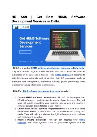 HR Soft _ Get Best HRMS Software Development Services in Delhi