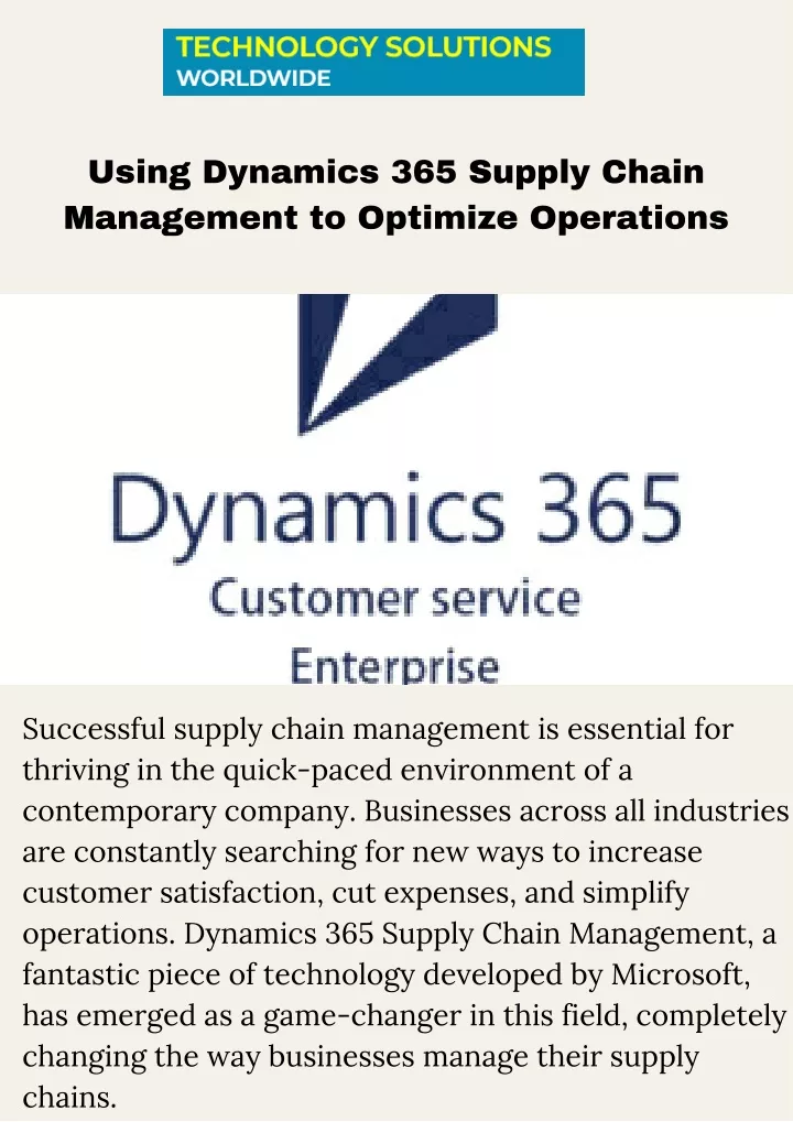using dynamics 365 supply chain management