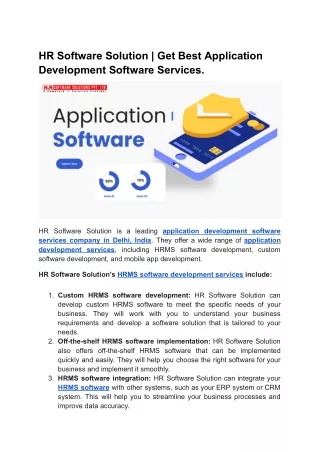 HR Software Solution _ Get Best Application Development Software Services