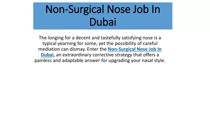 non non surgical nose job in surgical nose