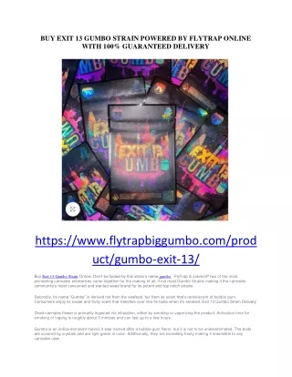buy exit 13 gumbo strain powered by flytrap