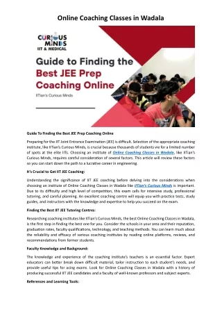 online coaching classes in wadala