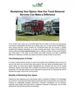 How Our Truck Removal Services Can Make a Difference
