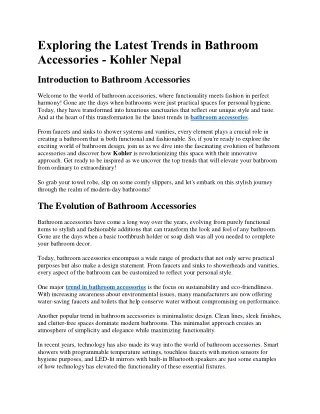 Exploring the Latest Trends in Bathroom Accessories - Kohler Nepal