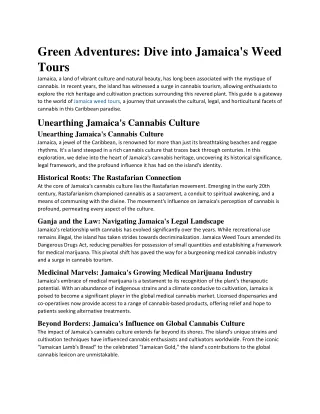 Green Adventures Dive into Jamaica's Weed Tours