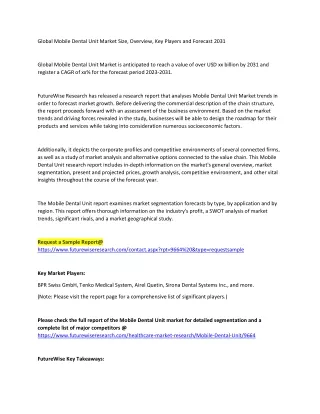 global mobile dental unit market size overview