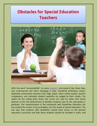 Obstacles for Special Education Teachers