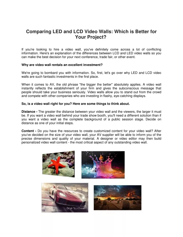 comparing led and lcd video walls which is better