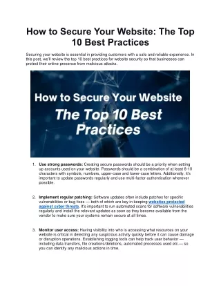 How to Secure Your Website The Top 10 Best Practices