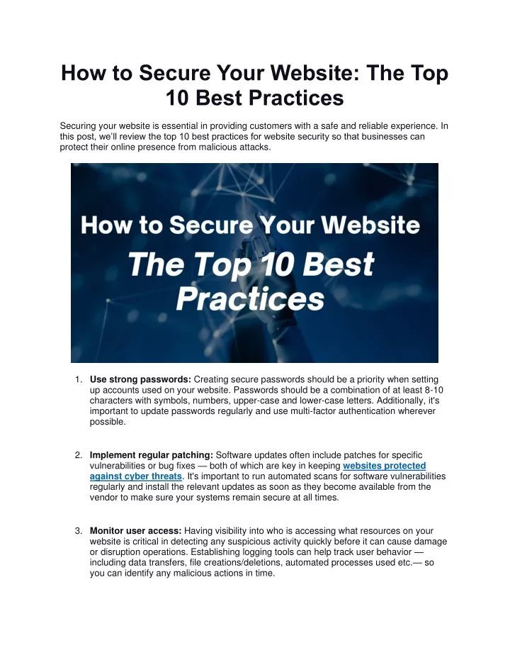 how to secure your website the top 10 best
