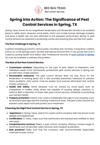 spring into action the significance of pest