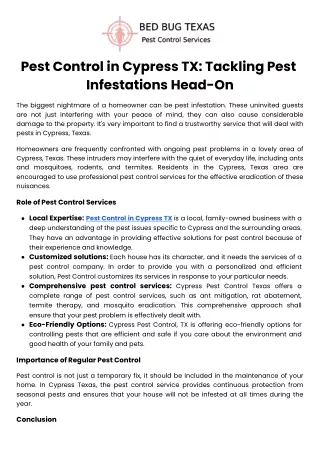 pest control in cypress tx tackling pest