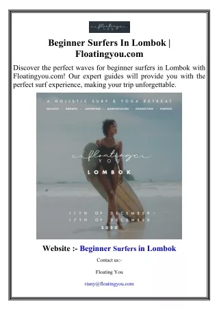 Beginner Surfers In Lombok | Floatingyou.com