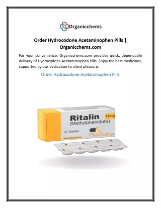 Order Hydrocodone Acetaminophen Pills  Organicchems