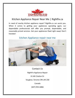Kitchen Appliance Repair Near Me  Rightfix.ca