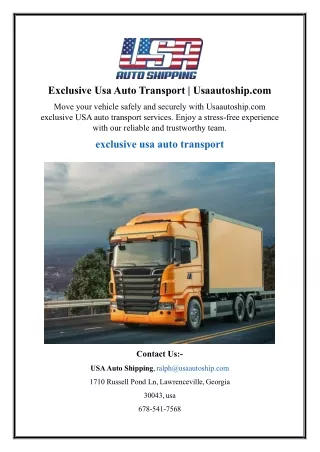 Exclusive Usa Auto Transport - Usaautoship