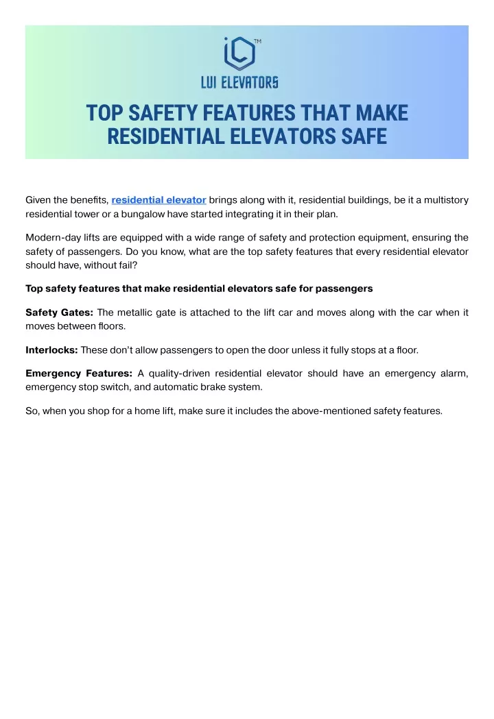 top safety features that make residential