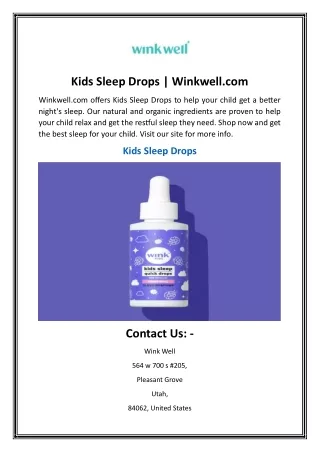 Kids Sleep Drops