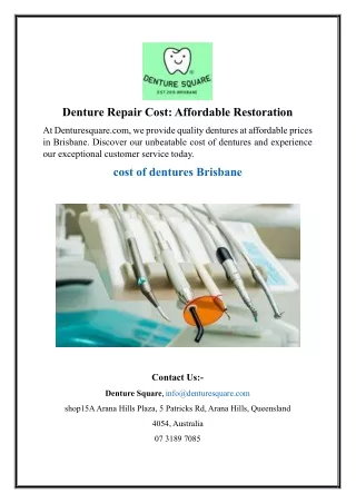 Denture Repair Cost Affordable Restoration