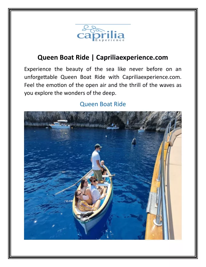 queen boat ride capriliaexperience com