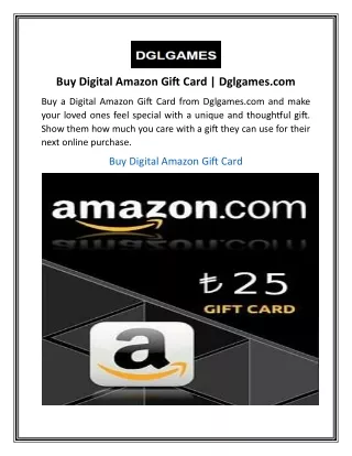Buy Digital Amazon Gift Card  Dglgames