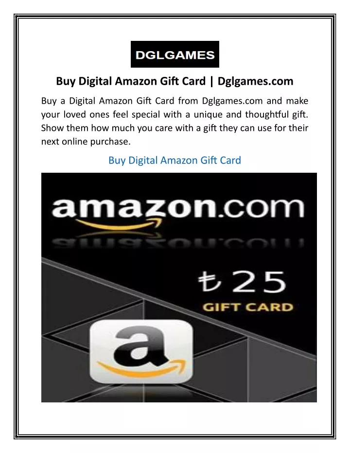 buy digital amazon gift card dglgames com