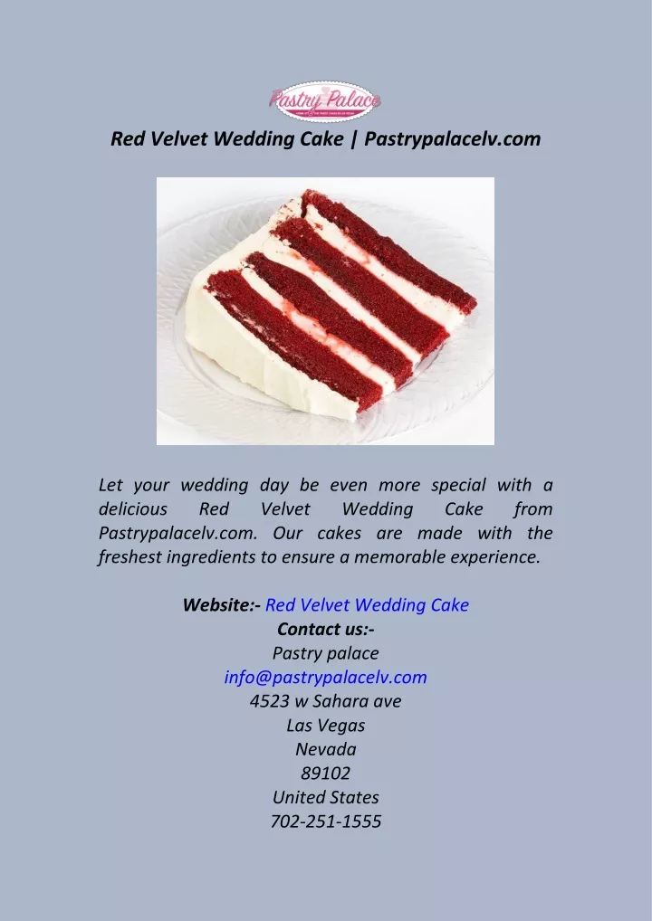 red velvet wedding cake pastrypalacelv com