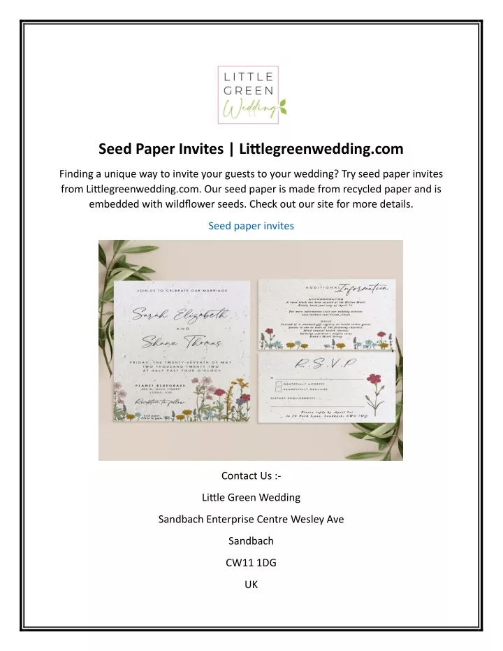 seed paper invites littlegreenwedding com