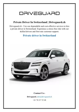 Private Driver In Switzerland  Driveguard.ch