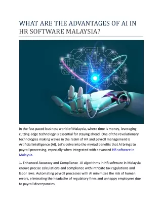 WHAT ARE THE ADVANTAGES OF AI IN HR SOFTWARE MALAYSIA