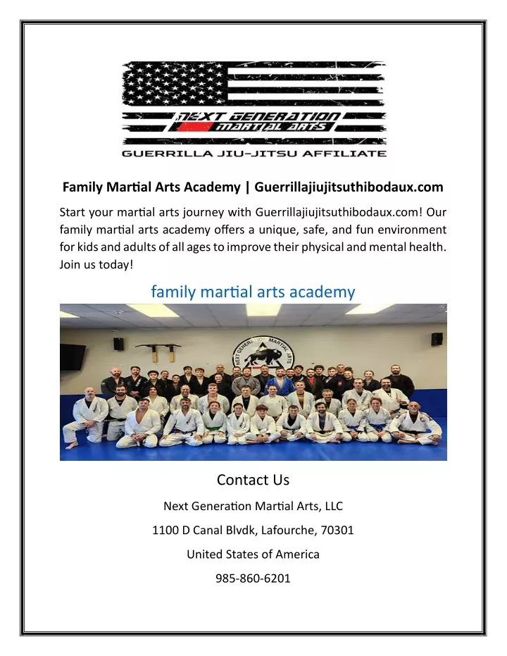 family martial arts academy