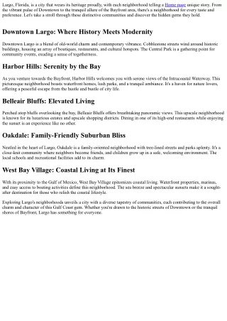 largo florida is a city that wears its heritage