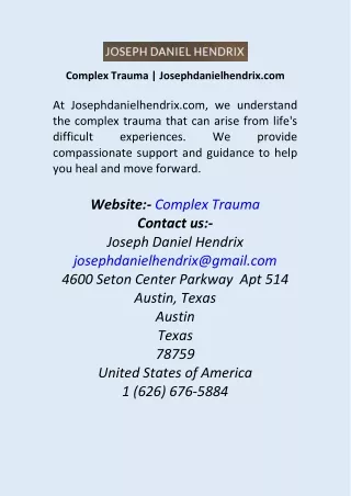 Complex Trauma  Josephdanielhendrix.com
