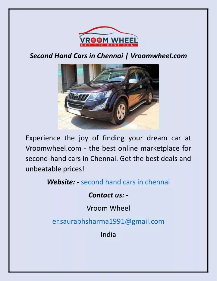 second hand cars in chennai vroomwheel com