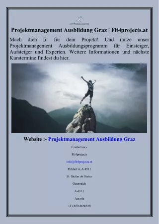 Projektmanagement Ausbildung Graz | Fit4projects.at