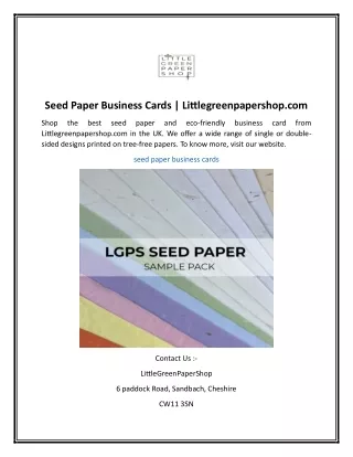 Seed Paper Business Cards  Littlegreenpapershop.com