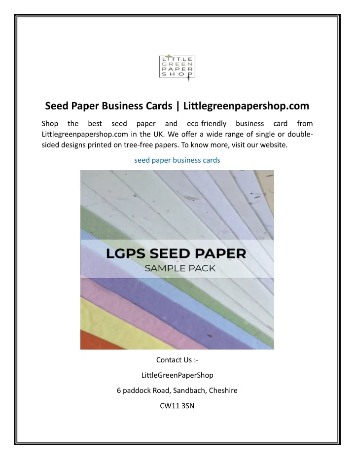 seed paper business cards littlegreenpapershop com
