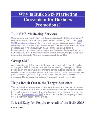 Why Is Bulk SMS Marketing Convenient for Business Promotions